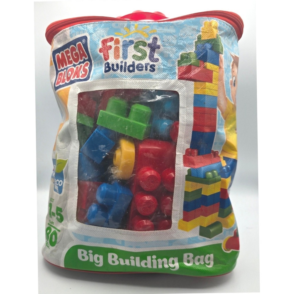 Mega Bloks First Builders Big Building Bag 8327 Multi Color Blocks 79 Pieces